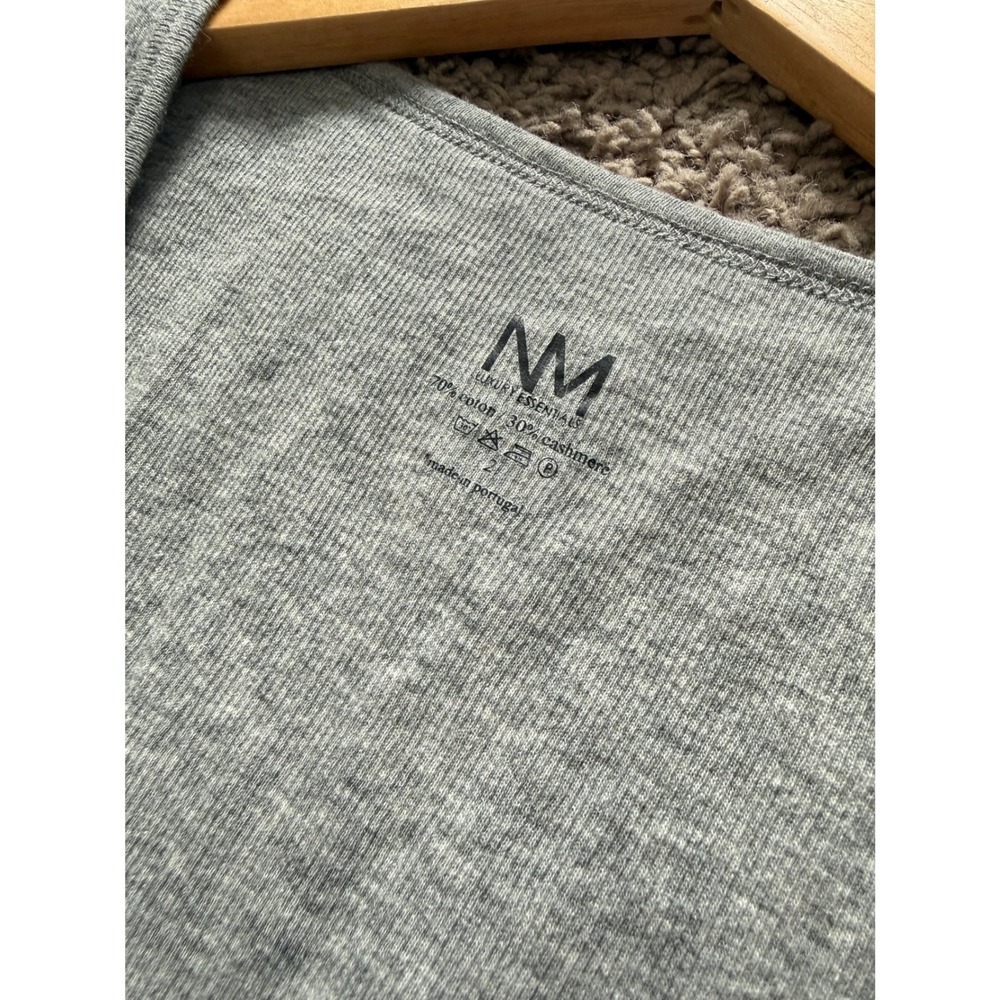 NM Luxury Essentials Ribbed Tank Top Gray Cotton Cashmere Blend Europe Size 2 - Picture 5 of 7